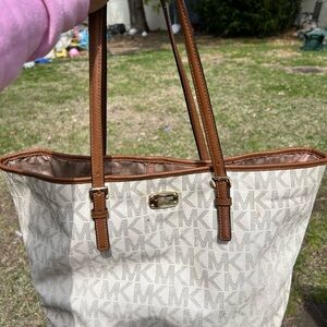 Michael Kors Brown and Cream Structured Tote